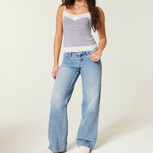 Hollister Low Rise Super Baggy Distressed Denim Jeans NWOT